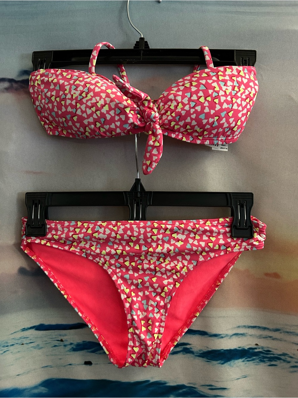 Abercrombie & Fitch Girls Pink Heart Print Bikini Set SZ LG